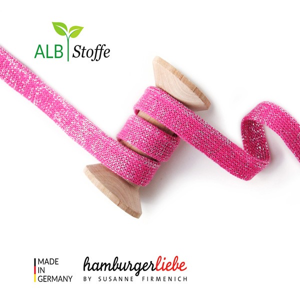 Albstoffe Hamburger Liebe "Cord me Hoodiekordel Flachkordel pink melange glitzer 0,5m x 135cm