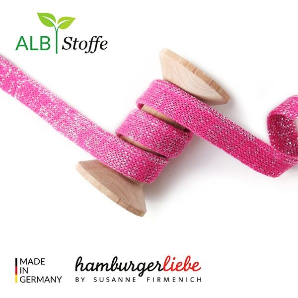 Hamburger Liebe Flachkordel Hoodiekordel Glow Cord me rosa-melange-glitzer