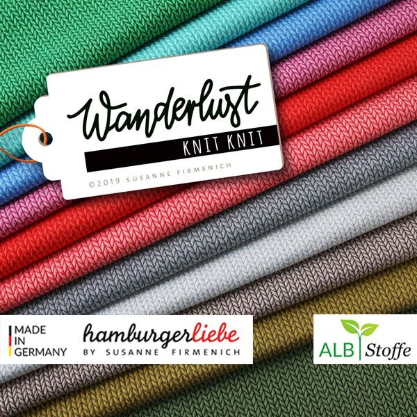 Albstoffe Hamburger Liebe "Knit Knit Wanderlust" Bio-Jacquard-Jersey altrosa 0,5m x 135cm alle Farben