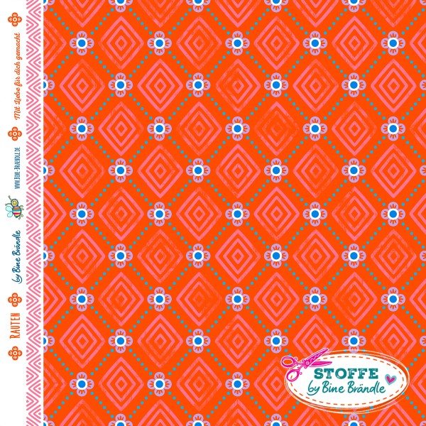 Bine Braendle Rauten Orange 0,5m x 155cm